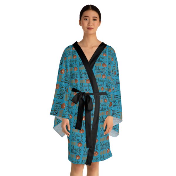 Black Girl Magic Turquoise Long Sleeve Kimono Robe - Image 4