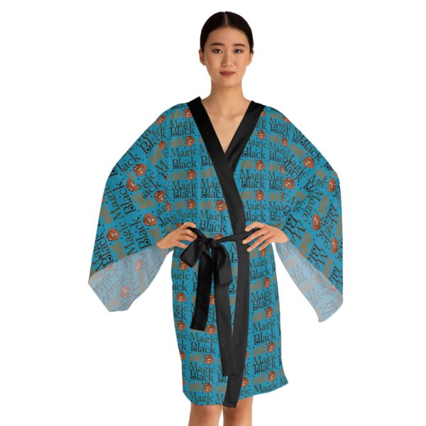 Black Girl Magic Turquoise Long Sleeve Kimono Robe