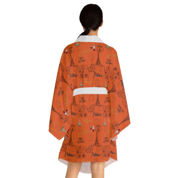 Orange Paris Long Sleeve Kimono Robe - Image 8