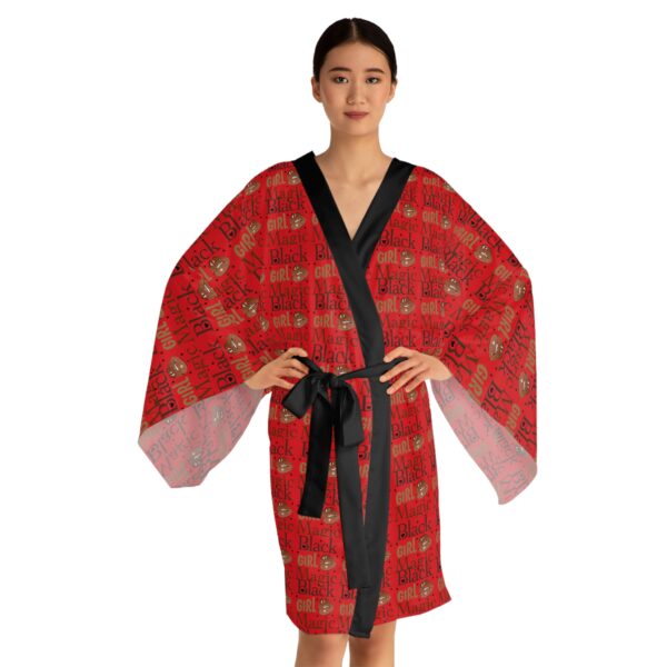 Red Black Girl Magic Long Sleeve Kimono Robe