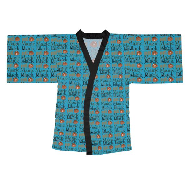 Black Girl Magic Turquoise Long Sleeve Kimono Robe - Image 2