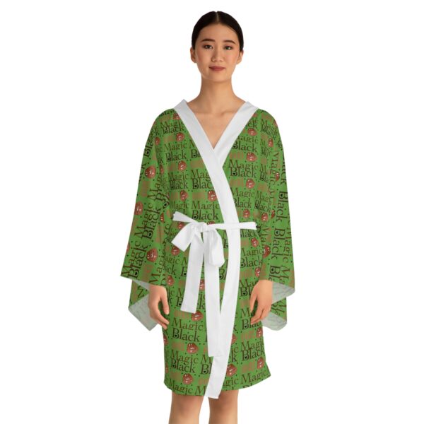 Black Girl Magic Green Long Sleeve Kimono Robe - Image 7