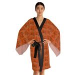 Black Girl Magic Orange Long Sleeve Kimono Robe