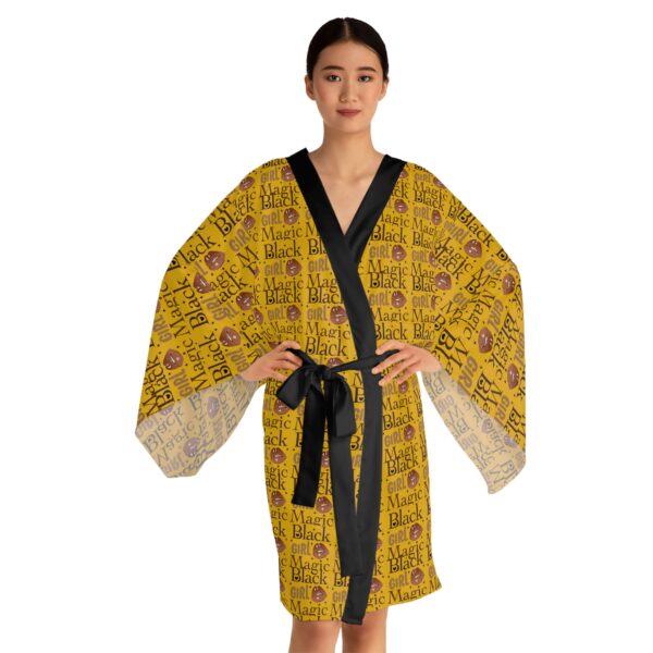 Black Girl Magic Yellow Long Sleeve Kimono Robe