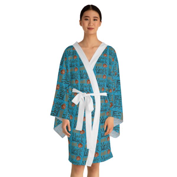 Black Girl Magic Turquoise Long Sleeve Kimono Robe - Image 7