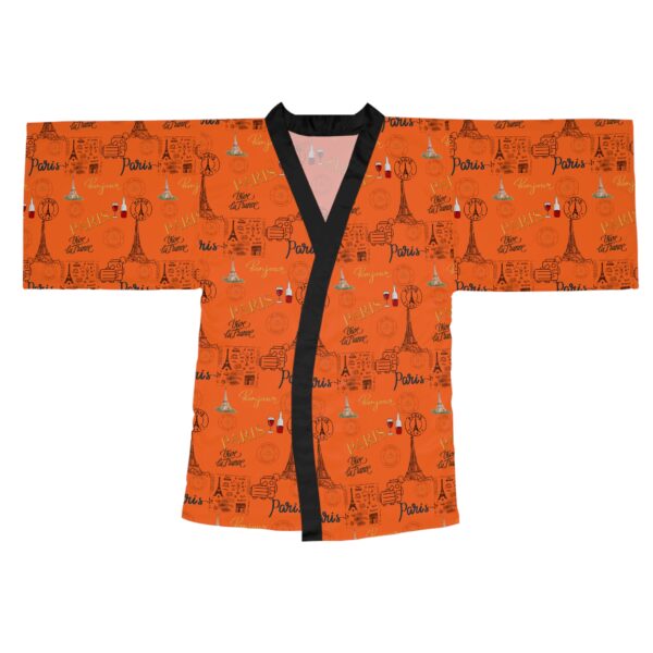 Orange Paris Long Sleeve Kimono Robe - Image 2