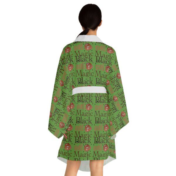 Black Girl Magic Green Long Sleeve Kimono Robe - Image 8