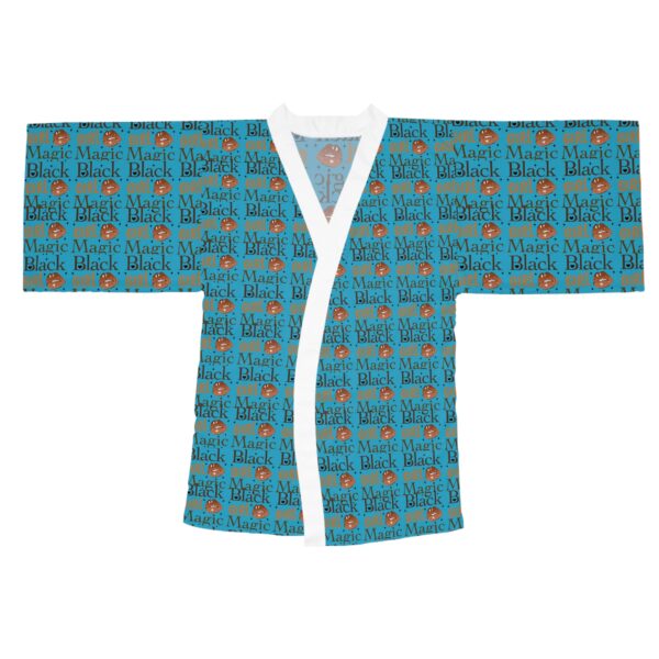 Black Girl Magic Turquoise Long Sleeve Kimono Robe - Image 5