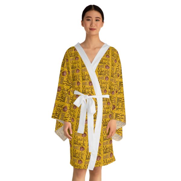 Black Girl Magic Yellow Long Sleeve Kimono Robe - Image 7