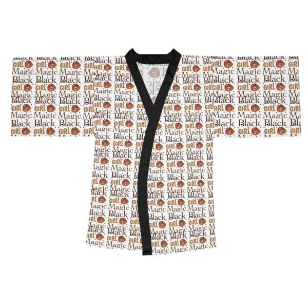 Black Girl Magic White Long Sleeve Kimono Robe - Image 2