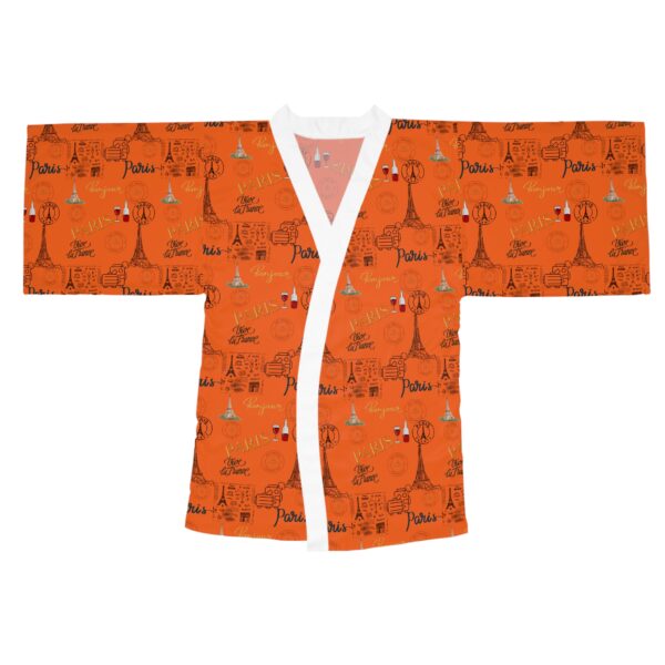 Orange Paris Long Sleeve Kimono Robe - Image 5