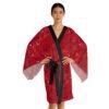 Dark Red Paris Long Sleeve Kimono Robe