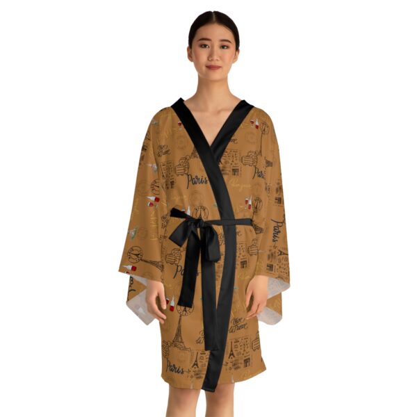 Gold Paris Long Sleeve Kimono Robe - Image 4