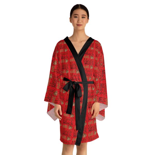 Red Black Girl Magic Long Sleeve Kimono Robe - Image 4