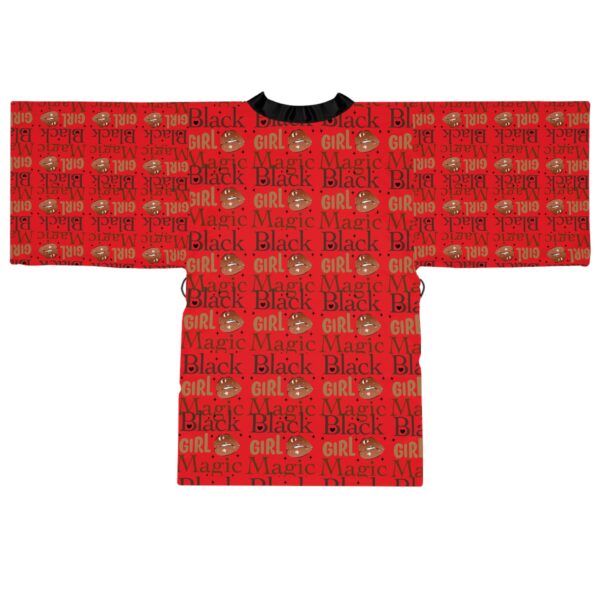 Red Black Girl Magic Long Sleeve Kimono Robe - Image 3