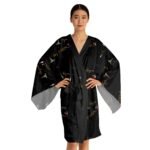 Black Paris Long Sleeve Kimono Robe