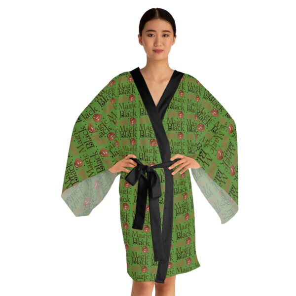 Black Girl Magic Green Long Sleeve Kimono Robe