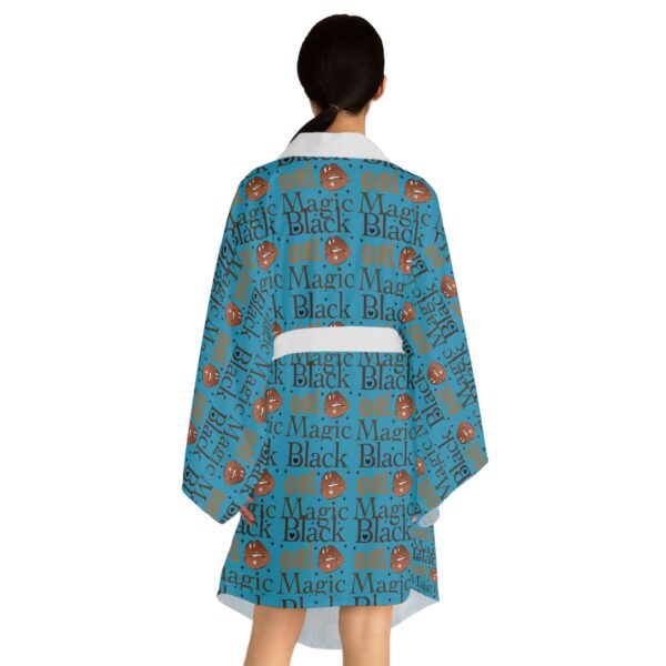 Black Girl Magic Turquoise Long Sleeve Kimono Robe - Image 8