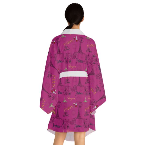 Pink Paris Long Sleeve Kimono Robe - Image 8