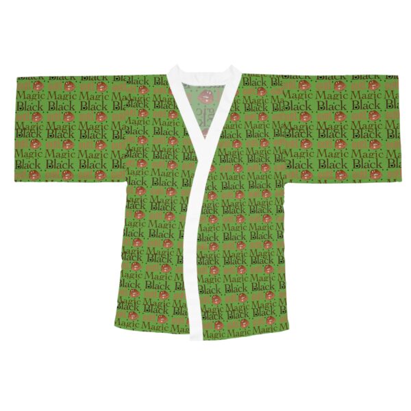 Black Girl Magic Green Long Sleeve Kimono Robe - Image 5