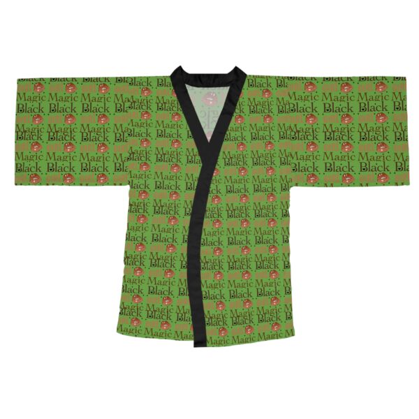 Black Girl Magic Green Long Sleeve Kimono Robe - Image 2