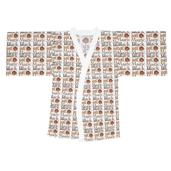 Black Girl Magic White Long Sleeve Kimono Robe - Image 5