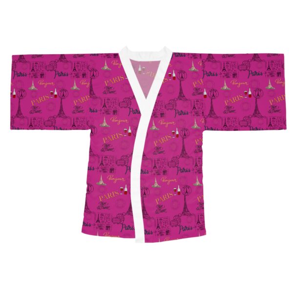 Pink Paris Long Sleeve Kimono Robe - Image 5