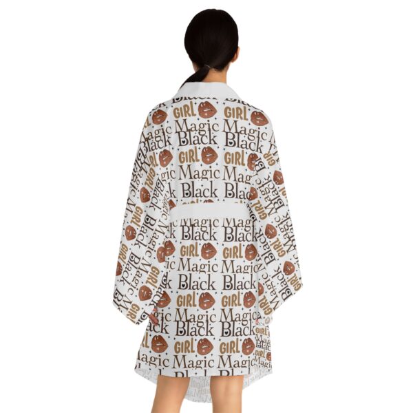 Black Girl Magic White Long Sleeve Kimono Robe - Image 8