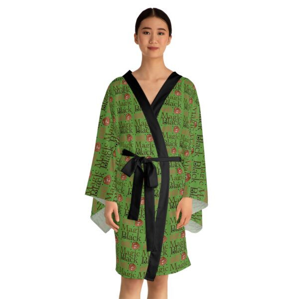 Black Girl Magic Green Long Sleeve Kimono Robe - Image 4