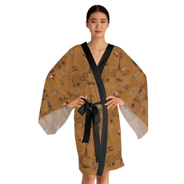 Gold Paris Long Sleeve Kimono Robe