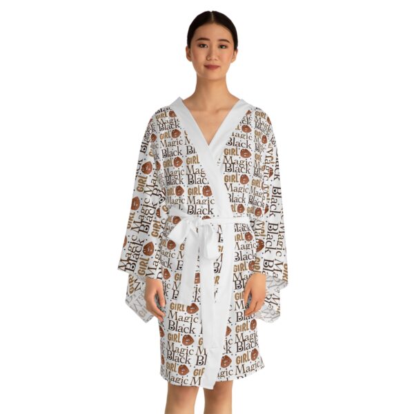 Black Girl Magic White Long Sleeve Kimono Robe - Image 7