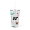 Cancun White Plastic Tumbler with Straw - Image 3