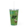 Cancun Green Plastic Tumbler with Straw - Image 3