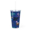 Cancun Blue Plastic Tumbler with Straw - Image 3