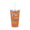 Cancun Orange Plastic Tumbler with Straw - Image 4