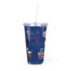 Cancun Blue Plastic Tumbler with Straw - Image 2