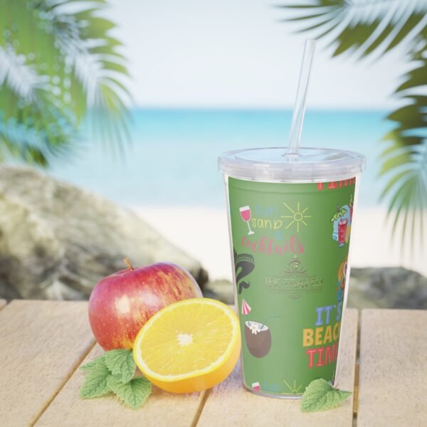 Cancun Green Plastic Tumbler with Straw