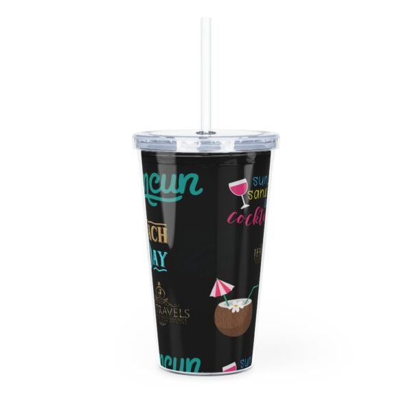 Cancun Black Plastic Tumbler with Straw - Image 3