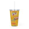Cancun Yellow Plastic Tumbler with Straw - Image 4