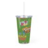 Cancun Green Plastic Tumbler with Straw - Image 4
