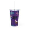 Cancun Purple Plastic Tumbler with Straw - Image 3