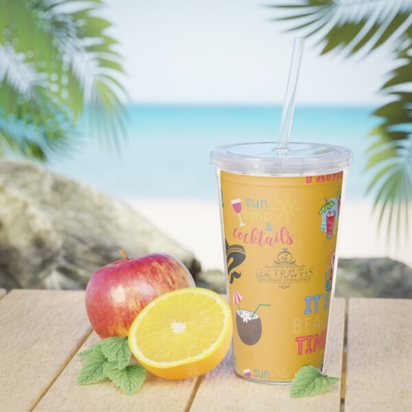 Cancun Yellow Plastic Tumbler with Straw