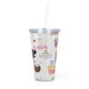 Cancun White Plastic Tumbler with Straw - Image 2