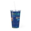 Cancun Blue Plastic Tumbler with Straw - Image 5