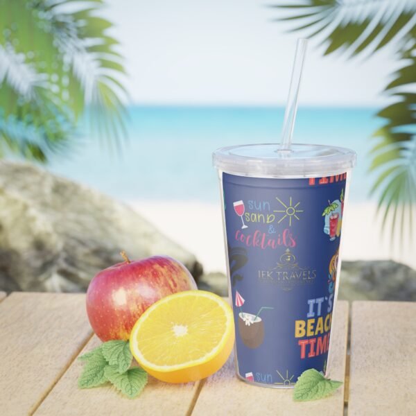 Cancun Blue Plastic Tumbler with Straw