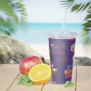 Cancun Purple Plastic Tumbler with Straw