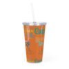 Cancun Orange Plastic Tumbler with Straw - Image 5