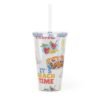Cancun White Plastic Tumbler with Straw - Image 4